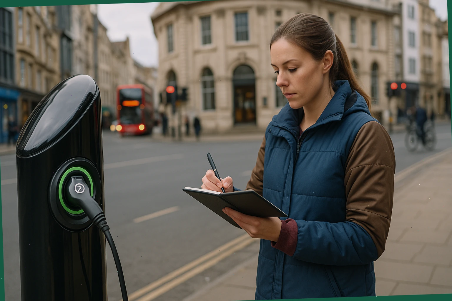 Charging spot scout noting Type 2 points around the city centre