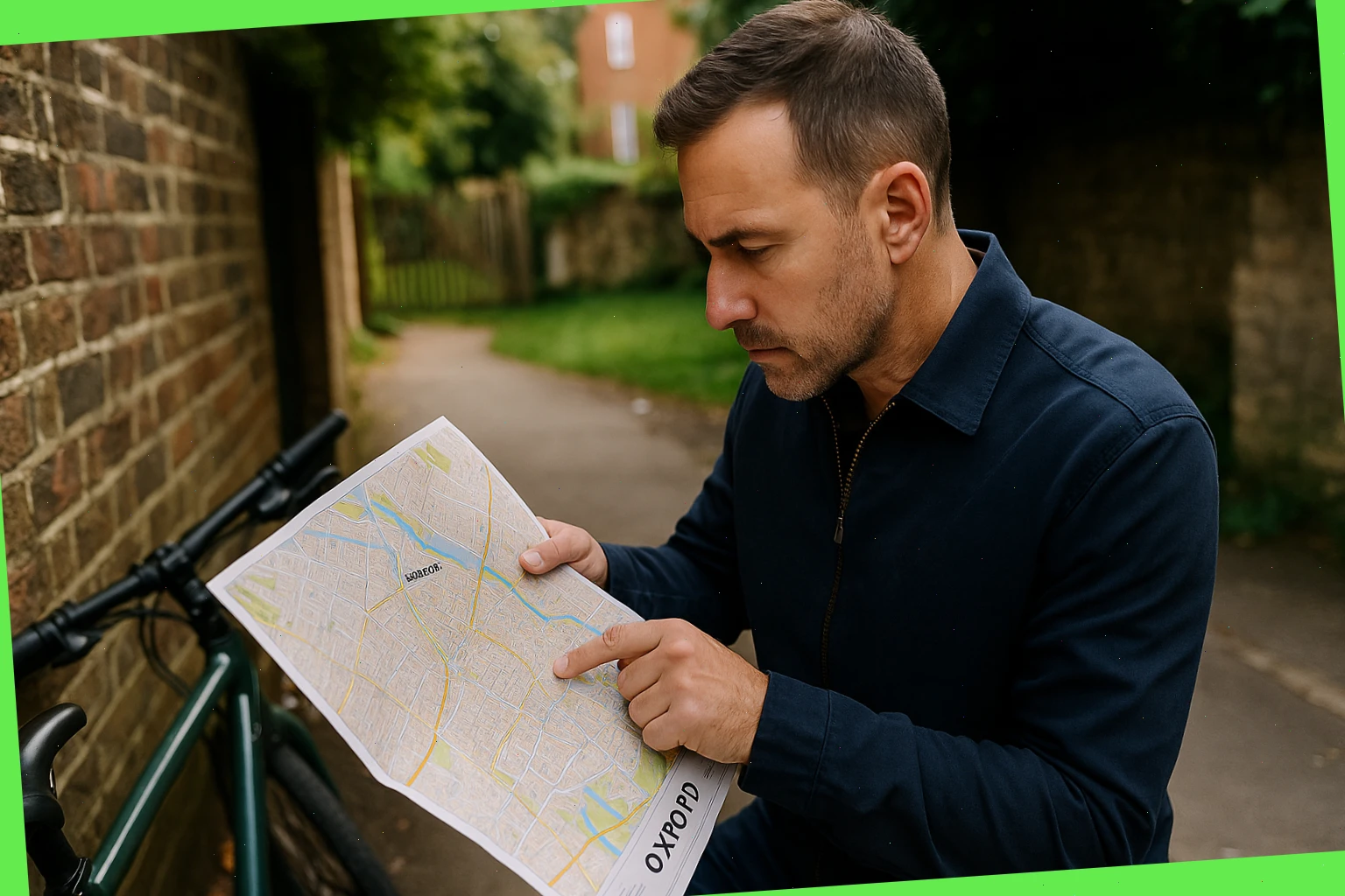 Route planner checking quiet bike cut-throughs near Jericho
